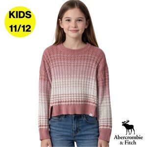 ABERCROMBIE Kids 🤍 Pink and Cream Cable Knit Sweater (Girls 11/12)